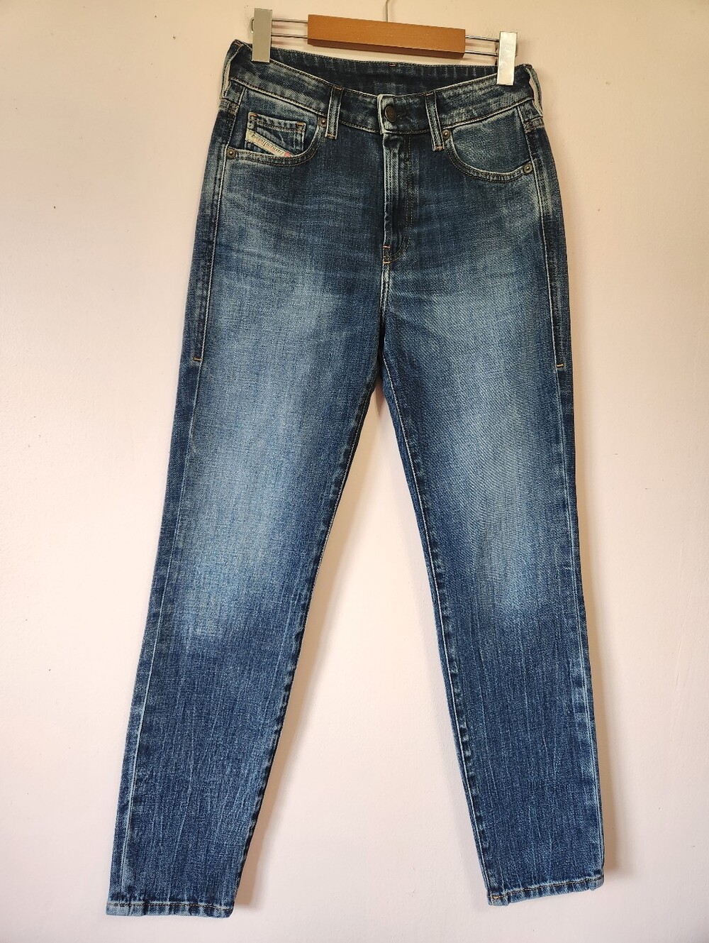 Diesel D-Joy 009VY High Rise Slim Tapered Jeans Blue Wash W26 EUC